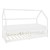 Children's bed house bed 90x200 cm white made of pine wood incl. mattress H-10cm fall-out protection roof and slatted frame ML-Design