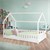 Kinderbett mit Rausfallschutz Lattenrost und Dach 200x90 cm Weiß aus Kiefernholz ML-Design