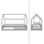 Kinderbett mit Rausfallschutz Lattenrost und Dach inkl. Matratze 90x200 cm Hellgrau aus Kiefernholz ML-Design