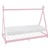 Children's bed Tipi 90x200 cm pink made of pine wood incl. mattress H-16cm wooden bed with slatted frame ML-Design