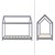 Kinderbett mit Dach und Lattenrost 70x140 cm Hellgrau aus Kiefernholz ML-Design