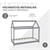 Crib with roof and slatted frame 80x160 cm Light gray pine ML design