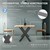 Sada 2 stolových nohou ve tvaru X 60x72,5 cm z antracitové oceli ML-Design