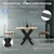 ML-Design Set de 2 pés de mesa em forma de X, pretos, 60x72,5 cm, feitos de aço