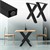 ML-Design Set de 2 pés de mesa em forma de X, pretos, 60x72,5 cm, feitos de aço