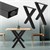 ML-Design Juego de 2 patas de mesa en forma de X, negras, 60x72,5 cm, de acero