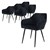 Scaun de masa set de 6 tapi?erie din catifea neagra cu picioare metalice incl. material de asamblare ML-Design