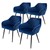 Dining chair set of 4 with backrest and armrests Dark blue Kitchen chair with microfiber velvet cover ML design