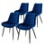 Set di 4 sedie da pranzo in velluto blu scuro con gambe in metallo incl. materiale di montaggio ML-Design