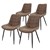 Dining chair set of 4 square quilted brown faux leather upholstery with metal legs incl. assembly material ML-Design