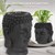 Vaso per piante Testa di Buddha 23x23x44 cm Poliresina antracite ML-Design