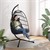 Hanging chair 100x105x195 cm Navy blue polyester with frame and cushion ML design