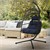 Krzeslo wiszace 100x105x195 cm Granatowy Poliester ze stelazem i poduszka ML-Design