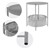 Odkládací stolek kulatý Ø 46x51 cm šedý kov vcetne podnosu a látkového koše ML-Design