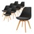 Dining chairs set of 8 black linen upholstery with wooden legs ML design