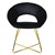 Cadeira de jantar com encosto redondo em veludo preto e pernas em metal dourado design ML