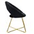 Cadeira de jantar com encosto redondo em veludo preto e pernas em metal dourado design ML