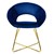 Cadeira de jantar com encosto redondo em veludo azul e pernas em metal dourado Design ML