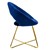 Spisebordsstol med rundt ryglæn i blåt fløjl med gyldne metalben ML-design
