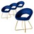 Dining chair set of 4 with round backrest blue velvet with golden metal legs ML-Design