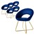 Eetkamerstoel set van 6 met ronde rugleuning blauw fluweel met gouden metalen poten ML design