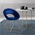 Scaun de sufragerie cu spatar rotund din catifea albastra cu picioare din metal auriu Design ML