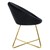 Chaise de salle à manger avec dossier rond Noir en velours avec pieds métalliques dorés ML-Design