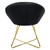 Chaise de salle à manger avec dossier rond Noir en velours avec pieds métalliques dorés ML-Design