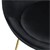 Silla de comedor con respaldo redondo de terciopelo negro con patas de metal dorado diseño ML