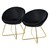 Dining chair set of 2 with round backrest black velvet with golden metal legs ML-Design