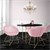 Scaun de sufragerie cu spatar rotund din catifea roz cu picioare din metal auriu Design ML