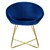 Cadeira de jantar com encosto redondo em veludo azul e pernas em metal dourado Design ML