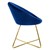 Dining chair with round backrest in blue velvet with golden metal legs ML design