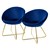 Dining chair set of 2 with round backrest blue velvet with golden metal legs ML-Design