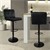 Bar stool set of 2 black velvet cover with backrest and footrest height adjustable 63-83cm ML-Design