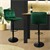 Bar stool set of 2 green velvet cover with backrest and footrest height adjustable 63-83cm ML-Design