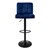 Barstol set om 2 blå sammetsöverdrag med ryggstöd och fotstöd höjdjusterbar 63-83cm ML-Design