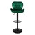 Scaun de bar set de 2 scaune cu capac de catifea verde cu spatar ?i suport pentru picioare cu înal?ime reglabila 59-79cm ML-Design