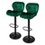 Scaun de bar set de 2 scaune cu capac de catifea verde cu spatar ?i suport pentru picioare cu înal?ime reglabila 59-79cm ML-Design