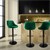 Bar stool set of 2 green velvet cover with backrest and footrest height adjustable 62-82cm ML-Design