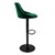 Barstol set om 2 grön sammet klädsel med ryggstöd och fotstöd höjd justerbar 62-82cm ML-Design