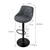 Tabouret de bar (lot de 2) Anthracite revêtement similicuir avec dossier et repose-pieds réglable en hauteur 62-82 cm ML-Design