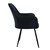 Dining chairs with backrest &amp; armrest set of 2 black with velvet cover and metal legs ML-Design