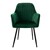 Conjunto de 2 cadeiras de jantar com encosto e apoio de braços verdes com capa de veludo e pernas de metal ML-Design