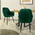 Conjunto de 2 cadeiras de jantar com encosto e apoio de braços verdes com capa de veludo e pernas de metal ML-Design