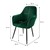 Spisebordsstole med ryglæn og armlæn sæt med 2 grønne med fløjlsbetræk og metalben ML-Design