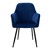 Spisebordsstole med ryglæn og armlæn sæt med 2 blå med fløjlsbetræk og metalben ML-Design