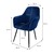 Chaises de salle à manger avec dossier &amp; accoudoirs Lot de 2 bleu avec revêtement velours et pieds métal ML-Design