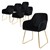 Dining chair set of 6 with backrest and armrests black Kitchen chair with microfiber velvet cover ML design