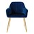 Spisebordsstole med ryglæn sæt med 2 blå velourbetræk med metalben ML-Design